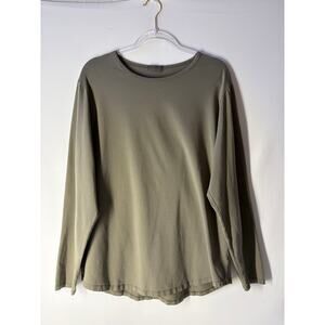 Nuuds Green Curved Hem T-shirt Long Sleeve Men's Size Large Cotton